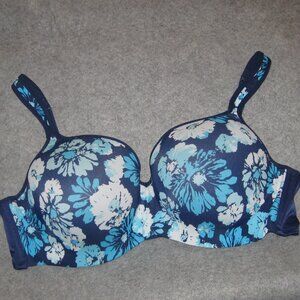 Avenue Body Underwire T-Shirt Bra 44D Blue Floral NEW